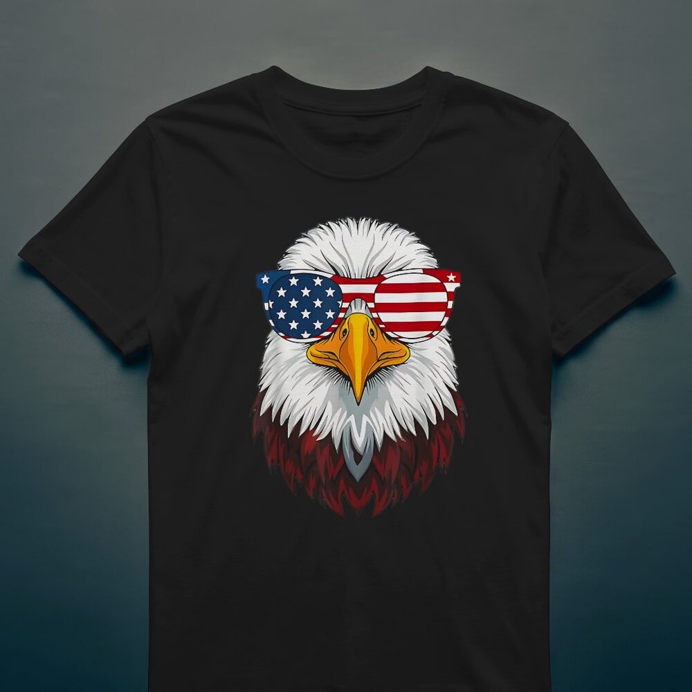 American Bald Eagle Wearing Shades With American Flag Colors